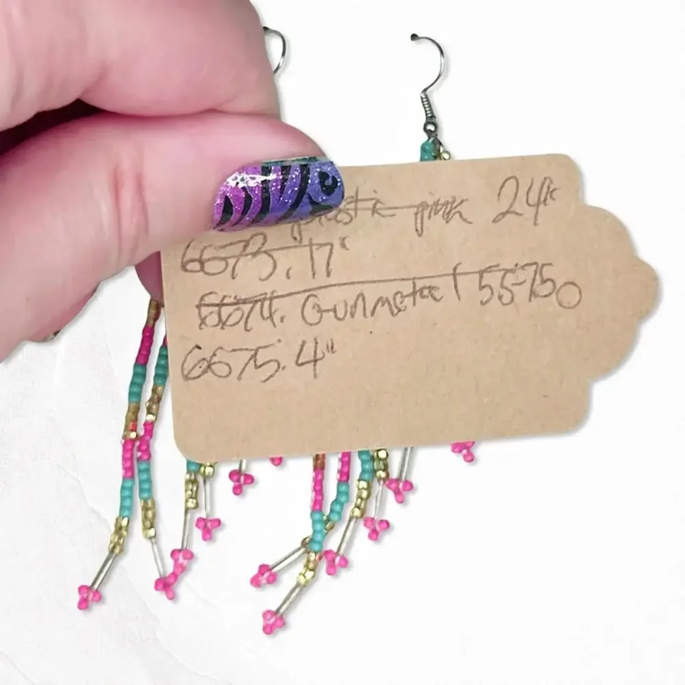 6674. Hot Pink Seed Bead Earrings